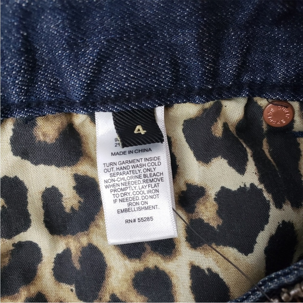NWT Express gorgeous bronze gold and white sequined and beaded blue jeans - Picture 13 of 16